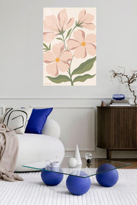 Blush Wildflower Garden metal wall art displayed in a contemporary living space
