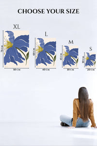 EMESA metal wall art size comparison guide for Indigo Bloom