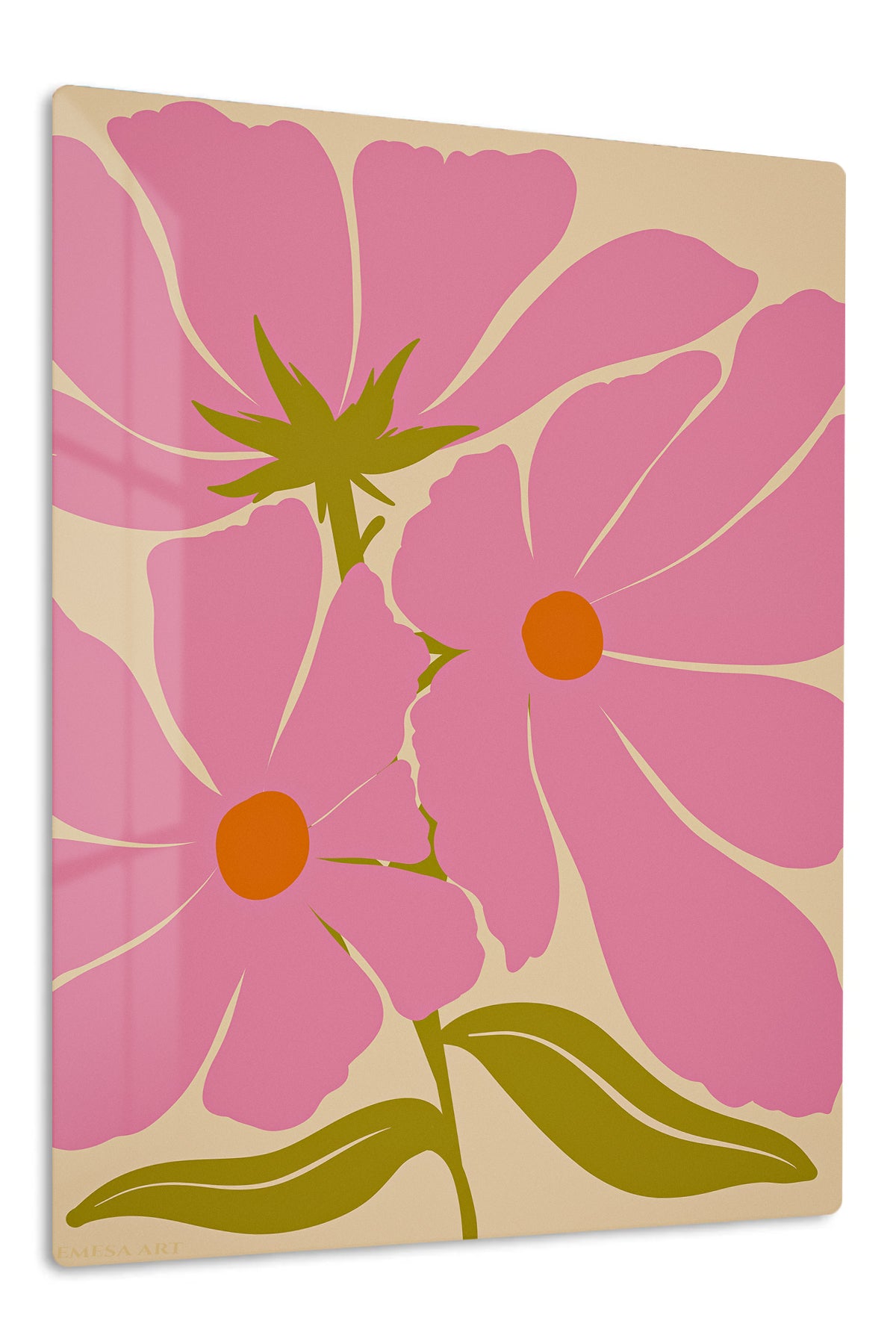 Pink Poppy Bloom premium metal wall art – front view