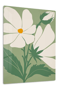 Ivory Wildflower Silhouette premium metal wall art – front view