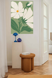 Ivory Wildflower Silhouette metal wall art displayed in a contemporary living space