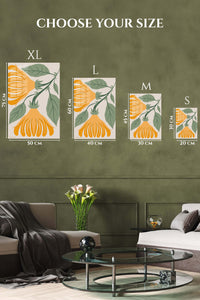 EMESA metal wall art size comparison guide for Golden Botanical Bells