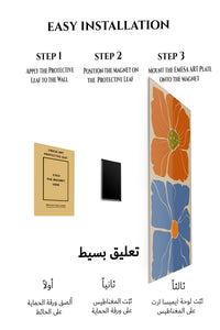 Magnetic mounting installation guide for Terracotta and Blue Floral Duo metal wall art