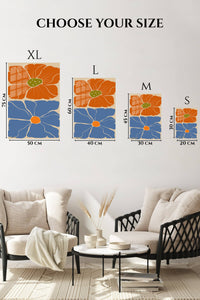 EMESA metal wall art size comparison guide for Terracotta and Blue Floral Duo
