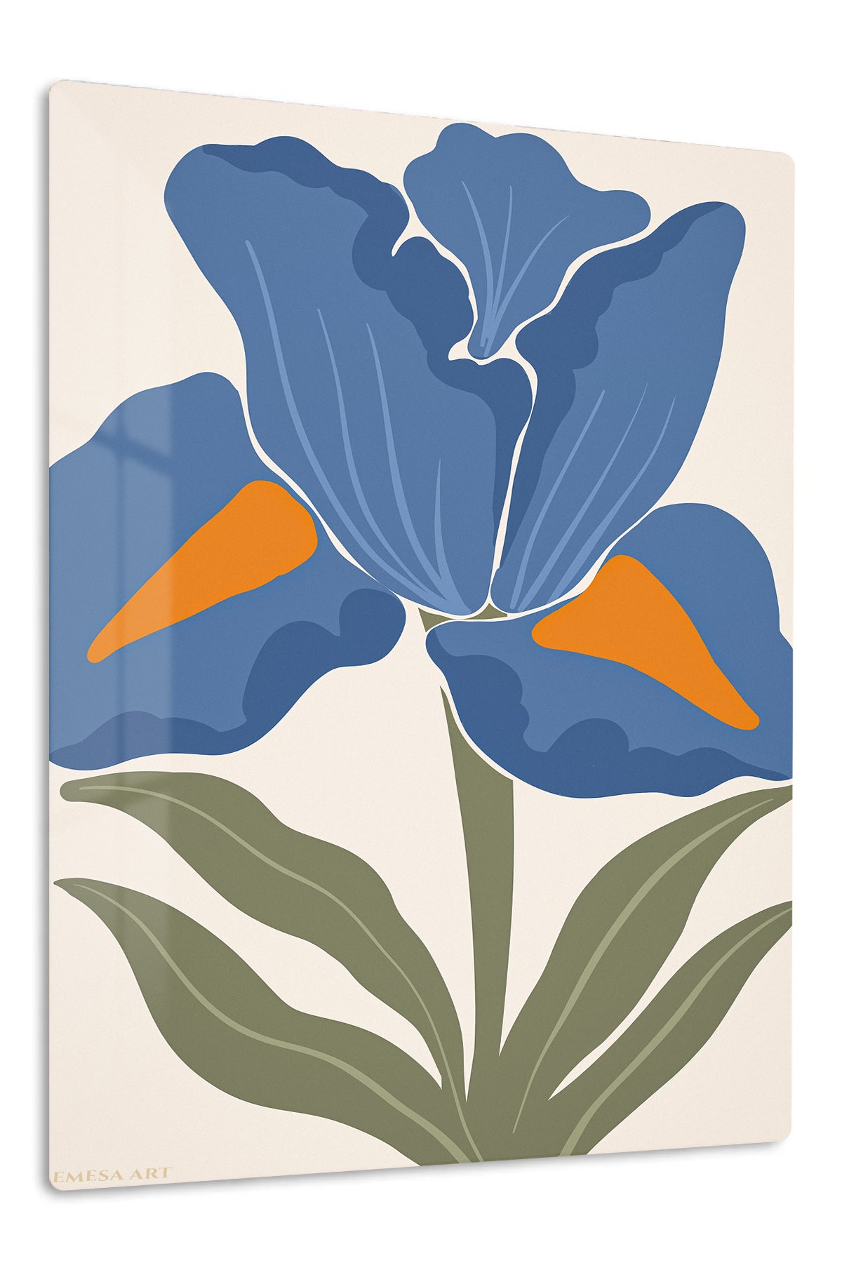 Blue Iris Bloom premium metal wall art – front view