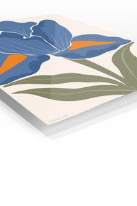 Blue Iris Bloom premium metal wall art – angled view