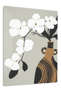 Orchid and Patterned Vase premium metal wall art – front view