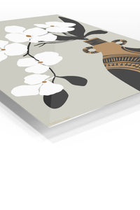 Orchid and Patterned Vase premium metal wall art – angled view