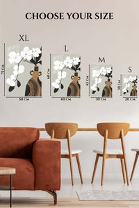 EMESA metal wall art size comparison guide for Orchid and Patterned Vase