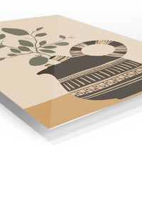 Earthenware Vessel with Olive Branch premium metal wall art – angled view