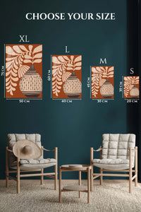EMESA metal wall art size comparison guide for Earthen Vase and Botanical Leaves