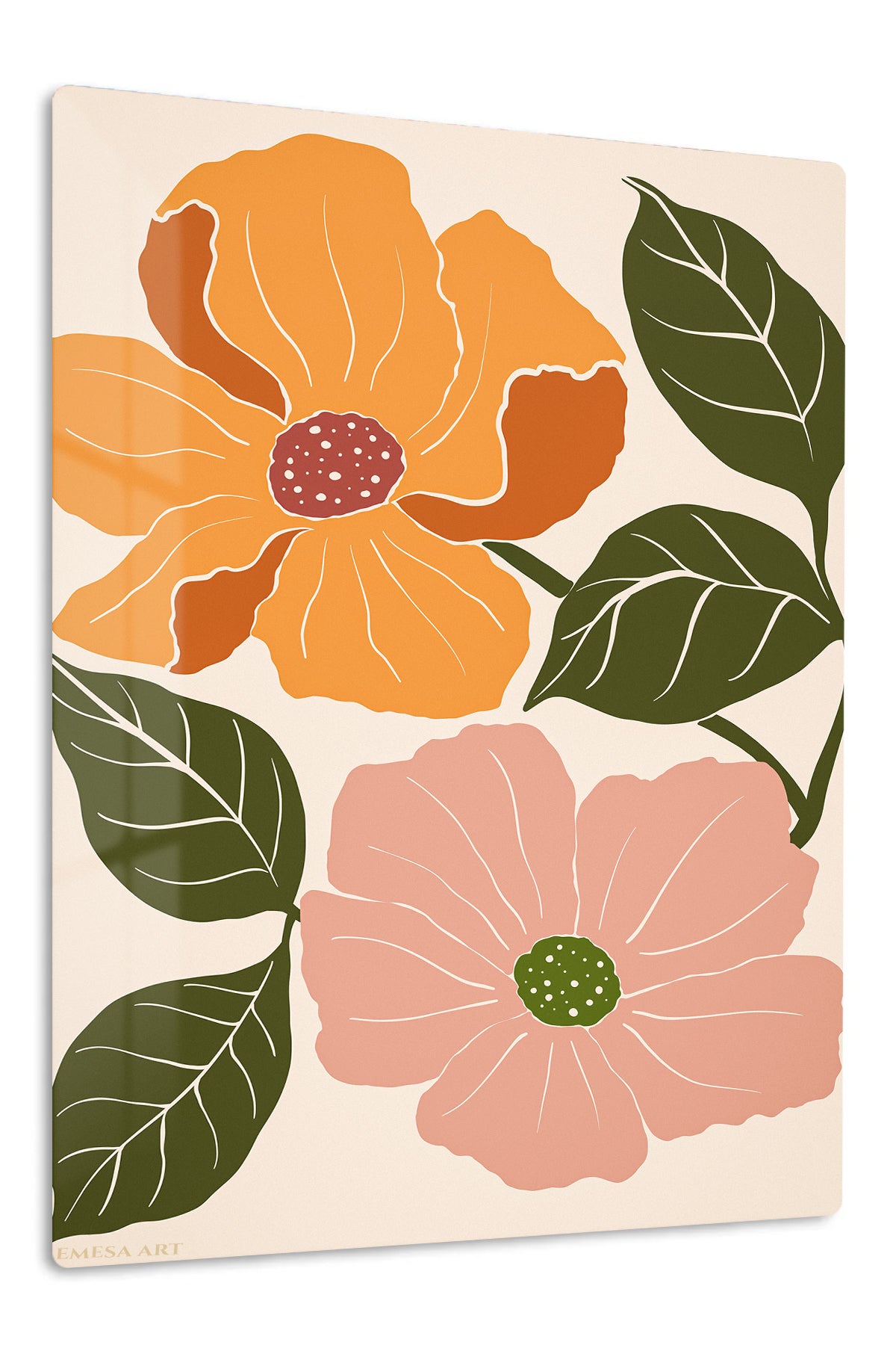 Terracotta Blossom Duo premium metal wall art – front view