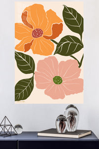 Terracotta Blossom Duo metal wall art displayed in a modern interior