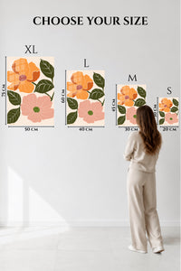 EMESA metal wall art size comparison guide for Terracotta Blossom Duo