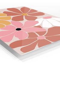 Terracotta Garden Blooms premium metal wall art – angled view