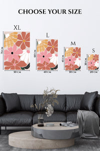EMESA metal wall art size comparison guide for Terracotta Garden Blooms