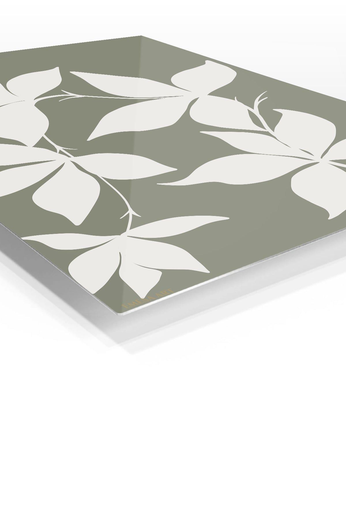 Ivory Botanical Silhouettes premium metal wall art – angled view