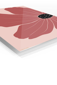 Terracotta Poppy Bloom premium metal wall art – angled view