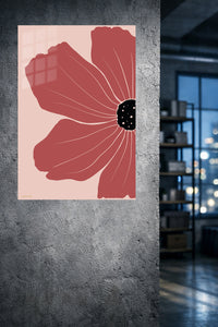 Terracotta Poppy Bloom metal wall art displayed in a modern interior