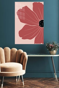 Terracotta Poppy Bloom metal wall art displayed in a contemporary living space