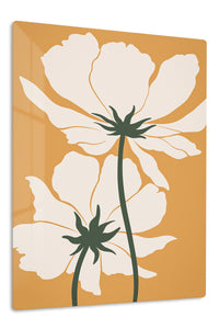 Cream Wildflowers on Ochre premium metal wall art – front view