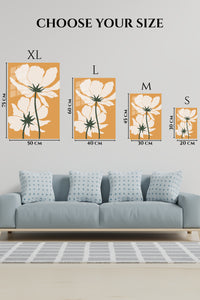 EMESA metal wall art size comparison guide for Cream Wildflowers on Ochre