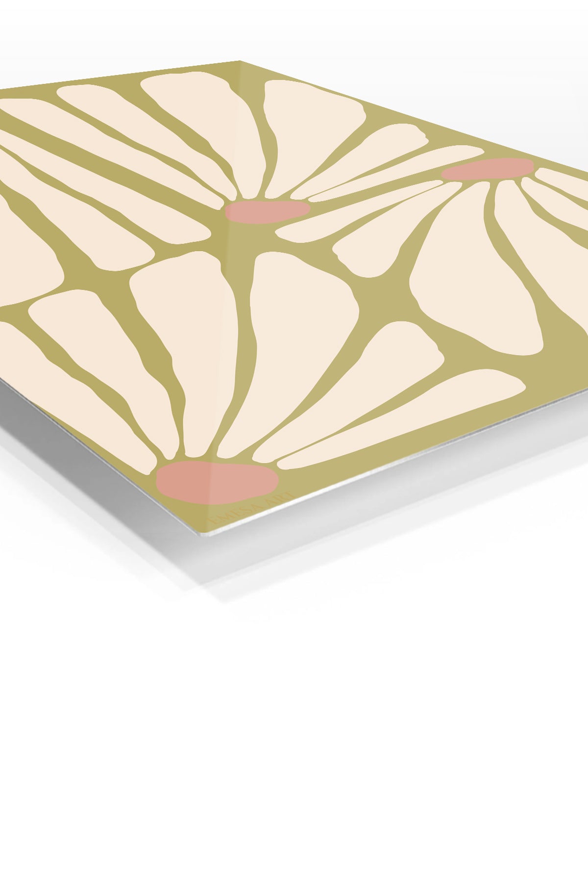 Terracotta Petal Grid premium metal wall art – angled view