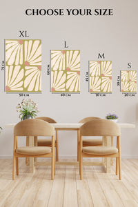 EMESA metal wall art size comparison guide for Terracotta Petal Grid