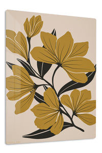 Ochre Botanical Bloom premium metal wall art – front view