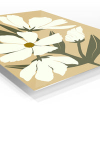 Cream Botanical Bloom premium metal wall art – angled view
