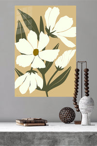 Cream Botanical Bloom metal wall art displayed in a modern interior