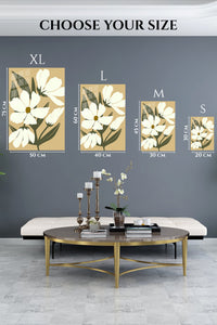 EMESA metal wall art size comparison guide for Cream Botanical Bloom