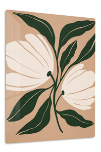 Cream Blossom Botanical premium metal wall art – front view