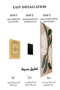 Magnetic mounting installation guide for Cream Blossom Botanical metal wall art