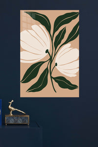 Cream Blossom Botanical metal wall art displayed in a modern interior