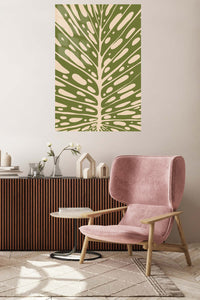 Olive Botanical Veins metal wall art displayed in a contemporary living space