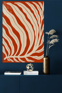 Terracotta Botanical Fronds metal wall art displayed in a modern interior