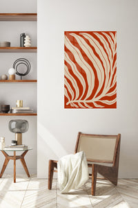 Terracotta Botanical Fronds metal wall art displayed in a contemporary living space