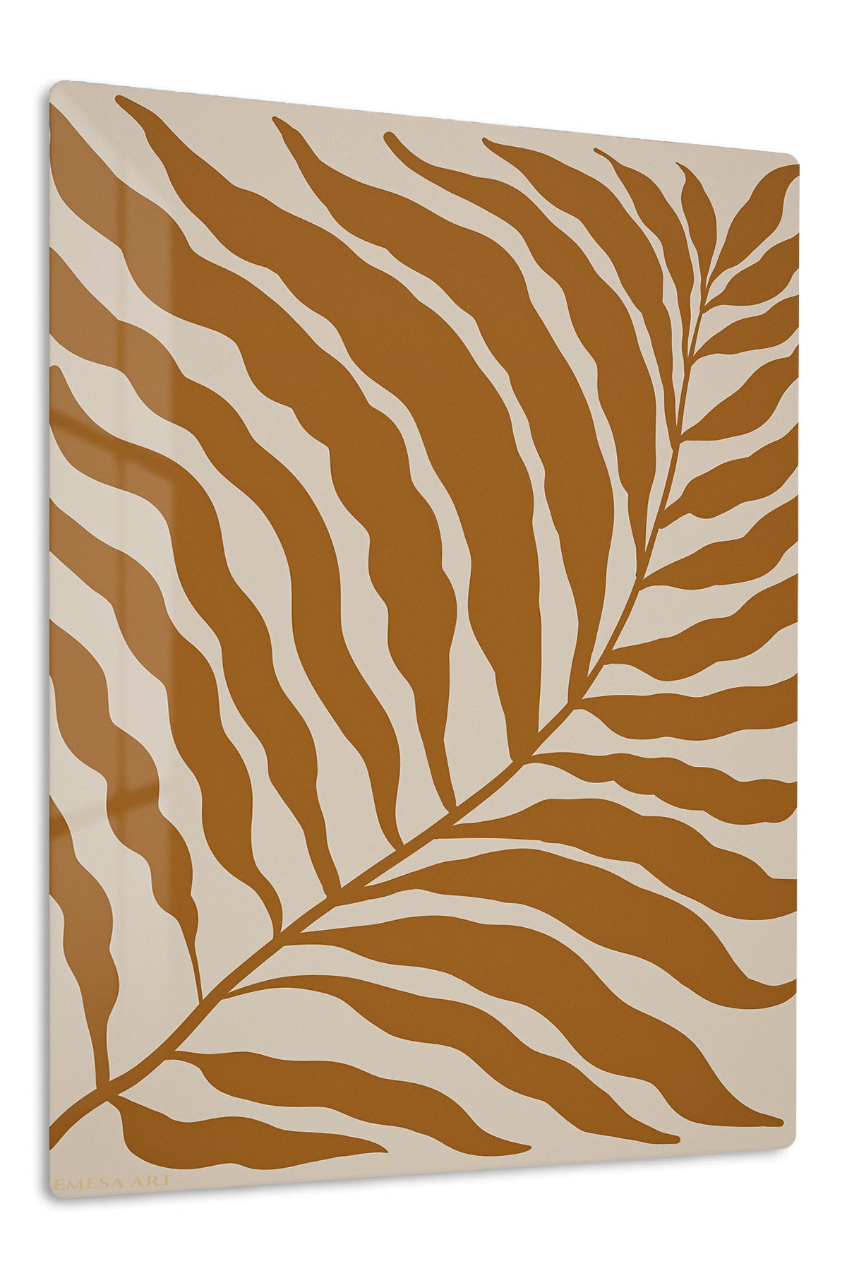 Ochre Fern Silhouette premium metal wall art – front view