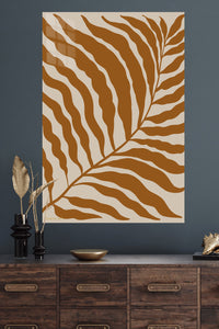 Ochre Fern Silhouette metal wall art displayed in a modern interior