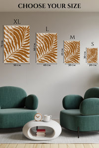 EMESA metal wall art size comparison guide for Ochre Fern Silhouette