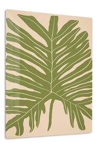 Olive Tropical Leaf Silhouette premium metal wall art – front view