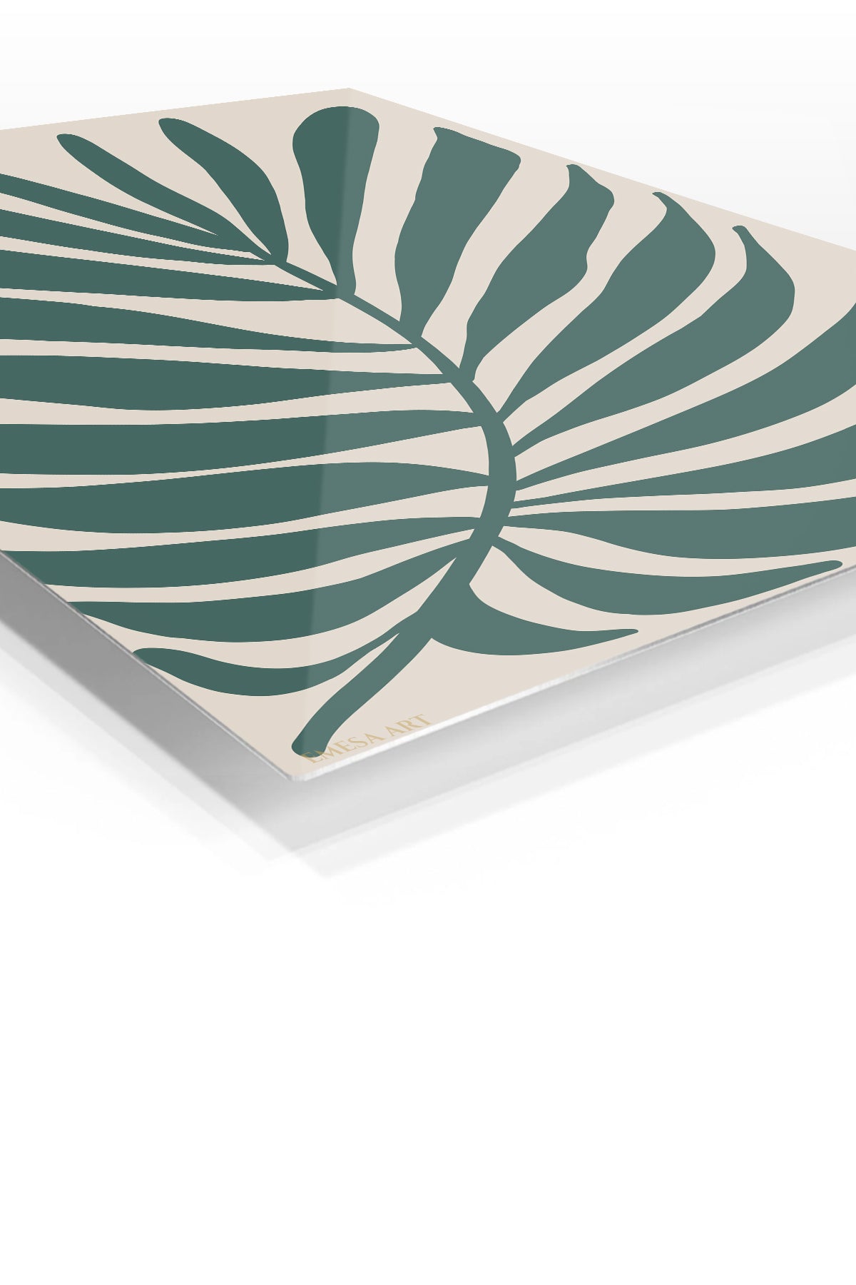 Deep Green Tropical Leaf premium metal wall art – angled view