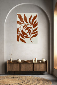 Rust Botanical Silhouette metal wall art displayed in a contemporary living space