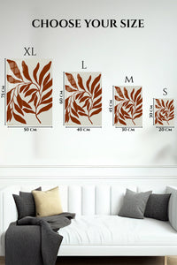 EMESA metal wall art size comparison guide for Rust Botanical Silhouette
