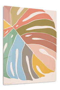 Pastel Monstera Fan premium metal wall art – front view