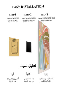 Magnetic mounting installation guide for Pastel Monstera Fan metal wall art
