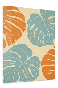 Terracotta and Sage Tropical Leaves premium metal wall art – front view