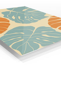 Terracotta and Sage Tropical Leaves premium metal wall art – angled view