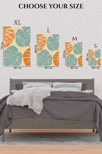 EMESA metal wall art size comparison guide for Terracotta and Sage Tropical Leaves